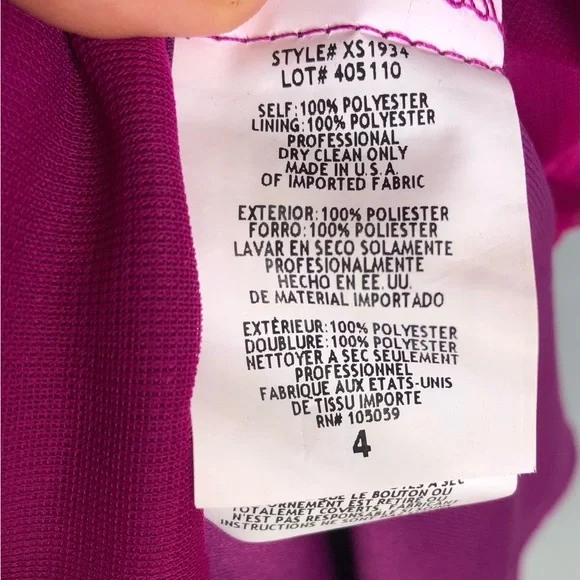 Xscape Elegant Evening Gown Plum Color Size 4  Dress with Gold Embellishment. - Picture 11 of 11